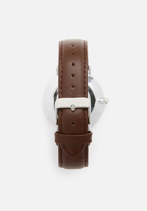 Superbalist - Lucas leather watch - brown & silver