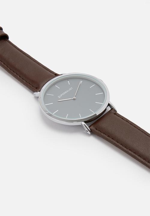 Superbalist - Lucas leather watch - brown & silver