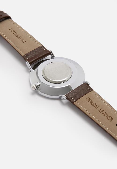 Superbalist - Lucas leather watch - brown & silver