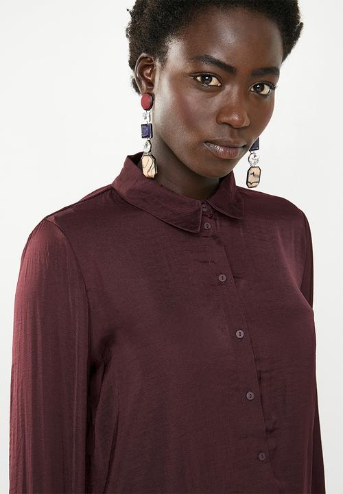 Vero Moda - Sandra long sleeve shirt - burgundy