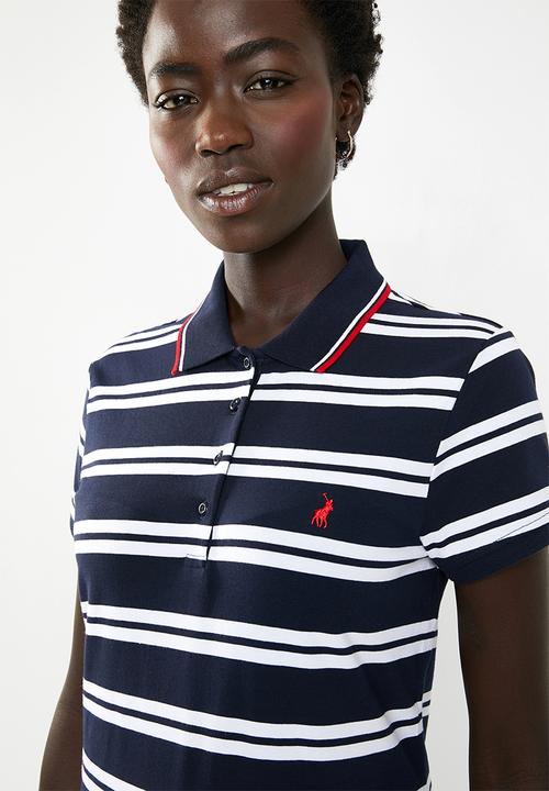 POLO - Anna striped golfer - navy & white