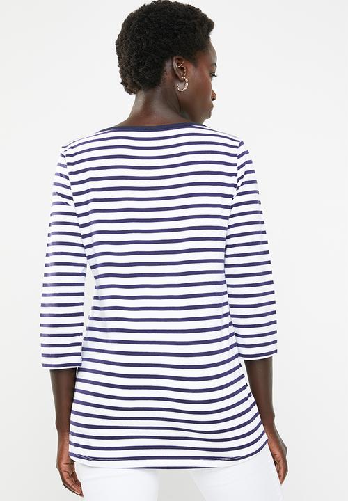 POLO - Kendall striped tee - navy & white