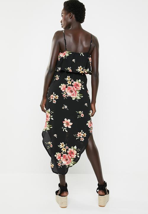 Revenge - Spaghetti strap overlay dress - black