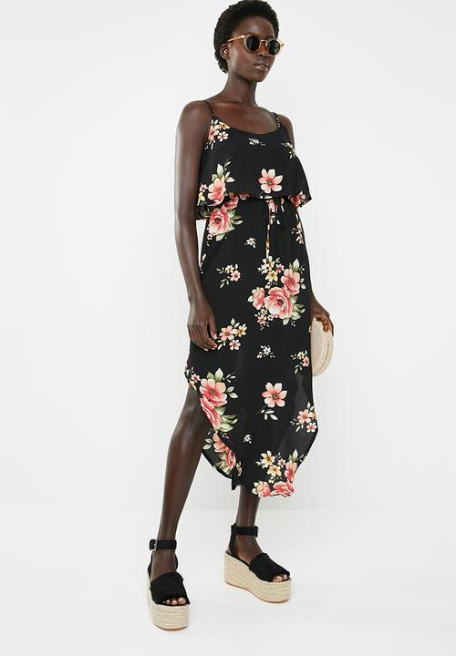 Revenge - Spaghetti strap overlay dress - black