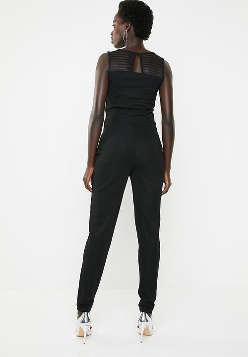 ONLY - Boom sleeveless mesh jumpsuit - black