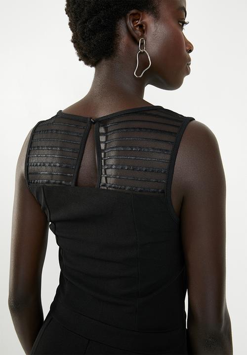 ONLY - Boom sleeveless mesh jumpsuit - black