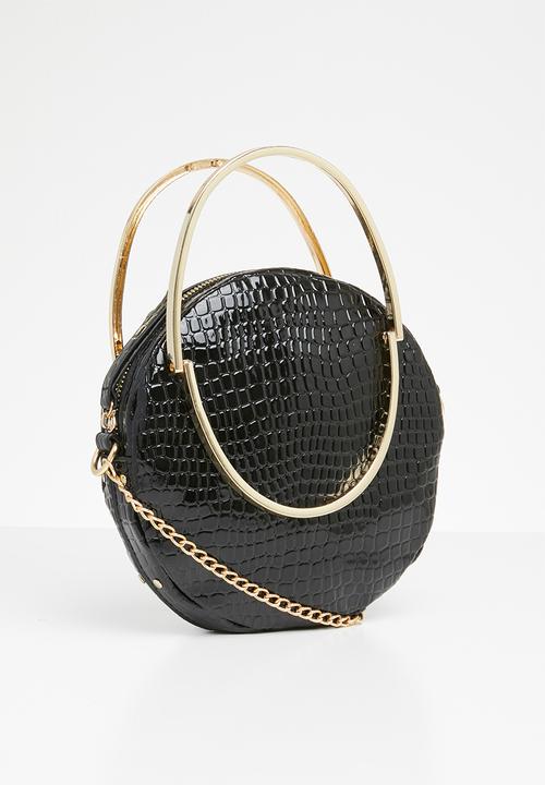 Missguided - Circle handle croc bag - black