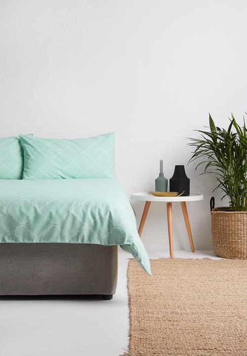 Sixth Floor - Trellis geo printed duvet set - duck egg