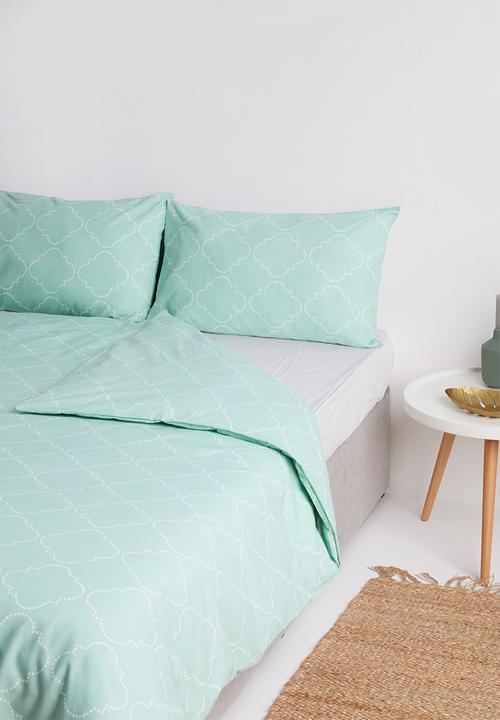 Sixth Floor - Trellis geo printed duvet set - duck egg