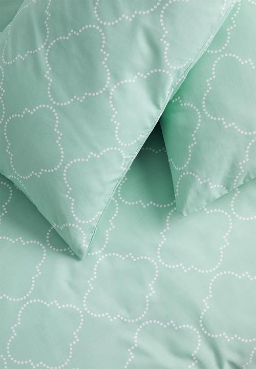 Sixth Floor - Trellis geo printed duvet set - duck egg