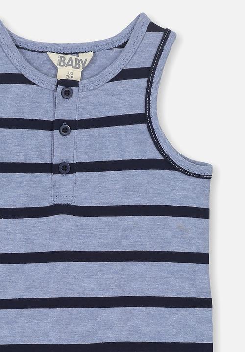 Cotton On - Matthew short leg all in one - blue & navy 