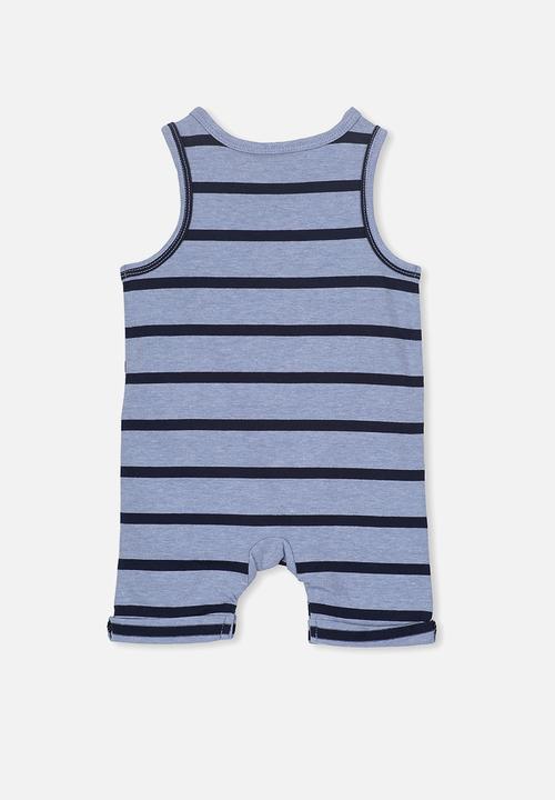 Cotton On - Matthew short leg all in one - blue & navy 