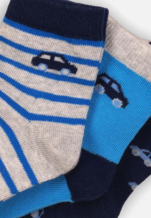 MINOTI - 3 pack ankle socks - blue & grey
