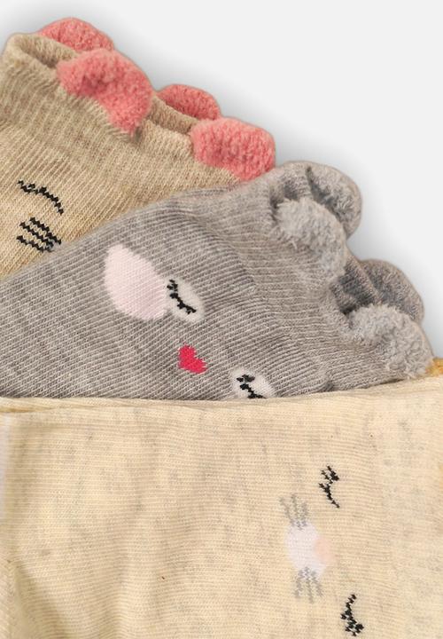 MINOTI - 3 pack stripe character ankle socks - multi