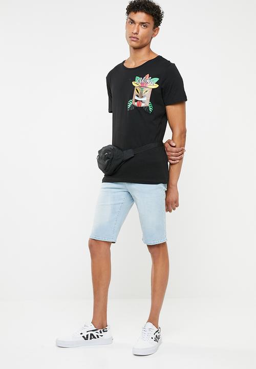 STYLE REPUBLIC - Printed tee with chest pocket - black