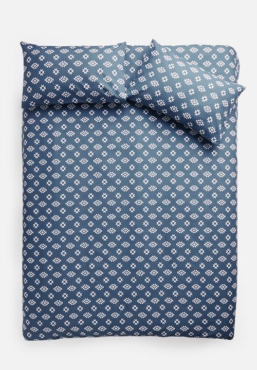 Sixth Floor - Aztec folk printed duvet set - navy