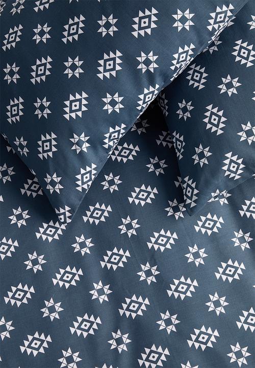 Sixth Floor - Aztec folk printed duvet set - navy