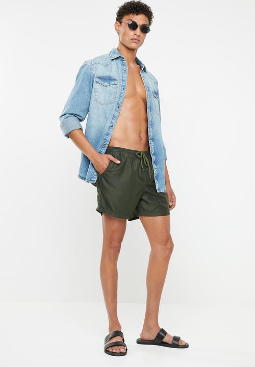 Brave Soul - Plain swim shorts - khaki