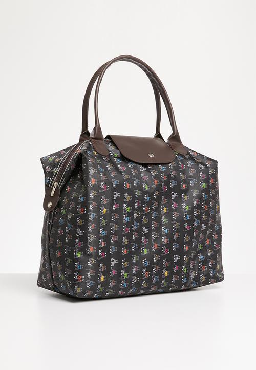 STYLE REPUBLIC - Cat print weekender - black & brown