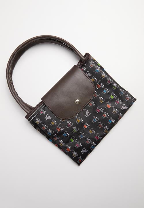 STYLE REPUBLIC - Cat print weekender - black & brown