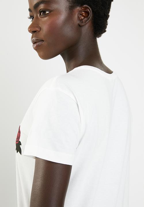 Jacqueline de Yong - Dona short sleeve print top - white