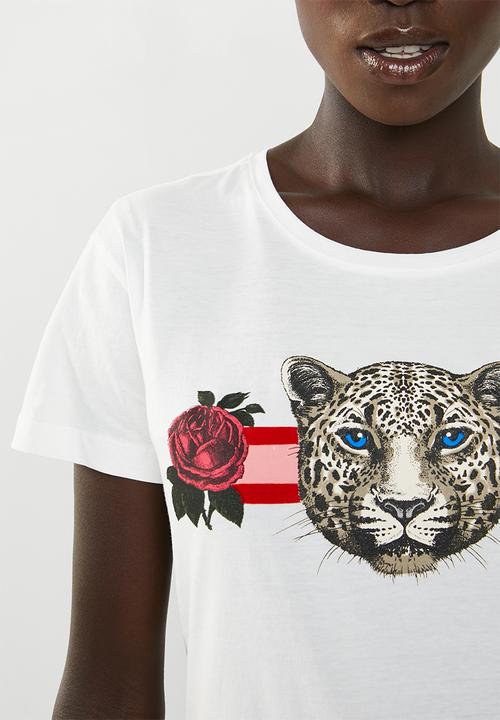 Jacqueline de Yong - Dona short sleeve print top - white