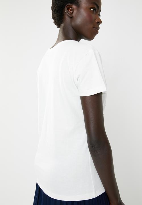 Jacqueline de Yong - Dona short sleeve print top - white