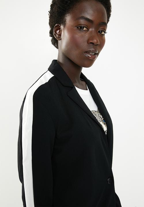 Jacqueline de Yong - Violet long sleeve blazer - black & white