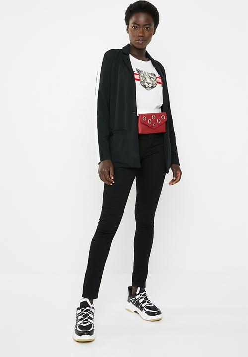 Jacqueline de Yong - Violet long sleeve blazer - black & white