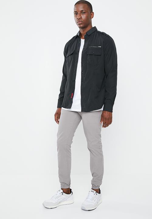 STYLE REPUBLIC - Frantz zip detail shirt - black 