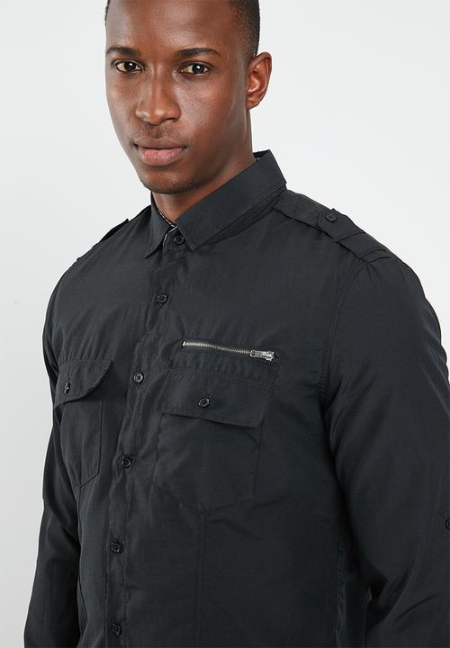 STYLE REPUBLIC - Frantz zip detail shirt - black 