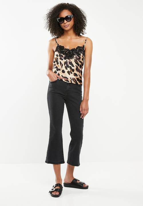 Missguided - Crepe and lace cami animal print blouse - brown & black