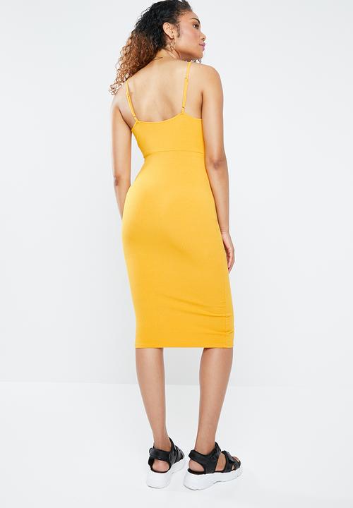 Forever21 - Bodycon dress with cutout - yellow 