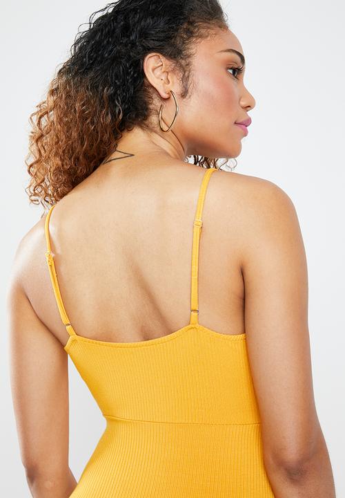 Forever21 - Bodycon dress with cutout - yellow 