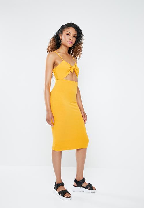 Forever21 - Bodycon dress with cutout - yellow 