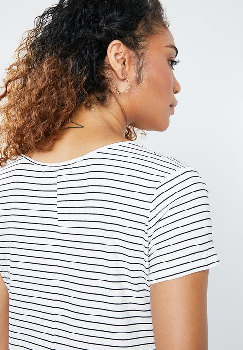 Forever21 - Short sleeve striped T-Shirt  - black