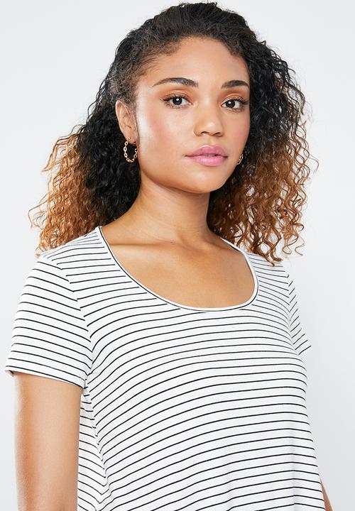 Forever21 - Short sleeve striped T-Shirt  - black