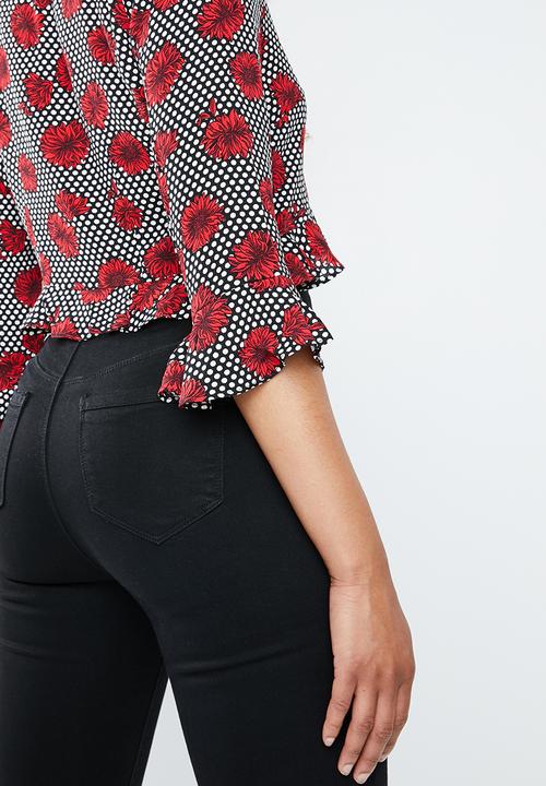 Forever21 - Floral flute sleeve top with ties - multi
