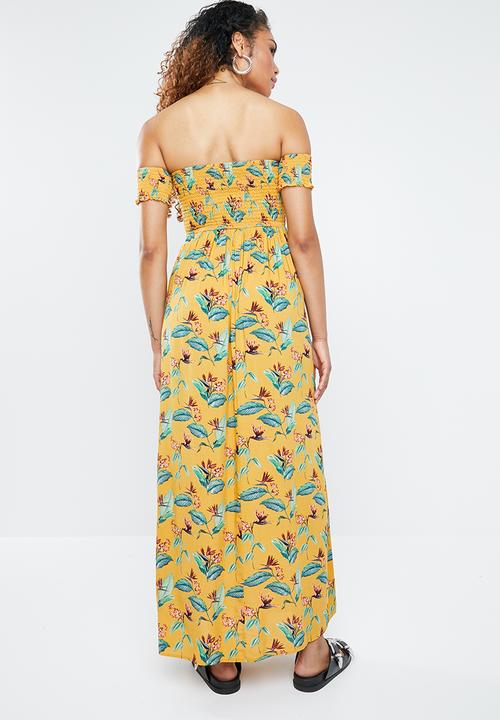Forever21 - Floral off shoulder maxi dress - yellow