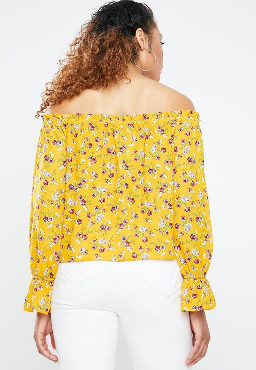 Forever21 - Off shoulder floral peasant top - yellow