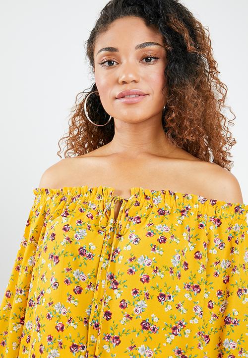 Forever21 - Off shoulder floral peasant top - yellow