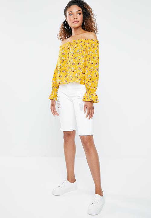 Forever21 - Off shoulder floral peasant top - yellow