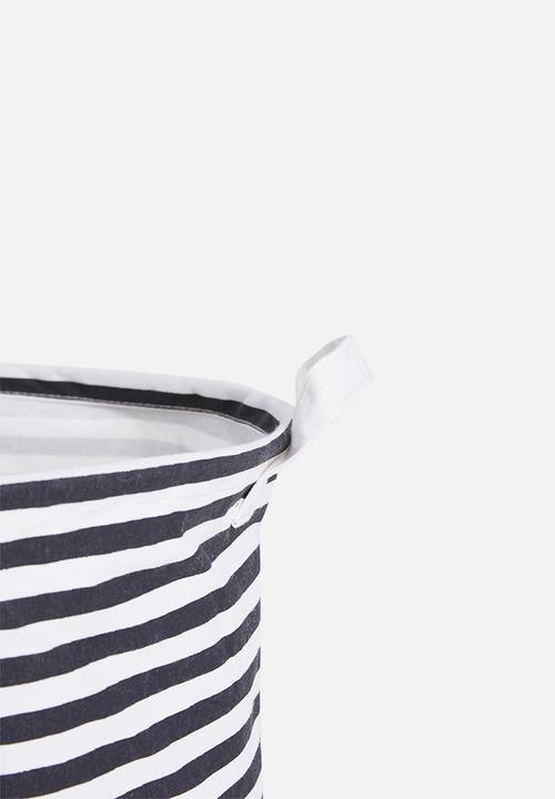 Sixth Floor - Striped laundry basket - black/white