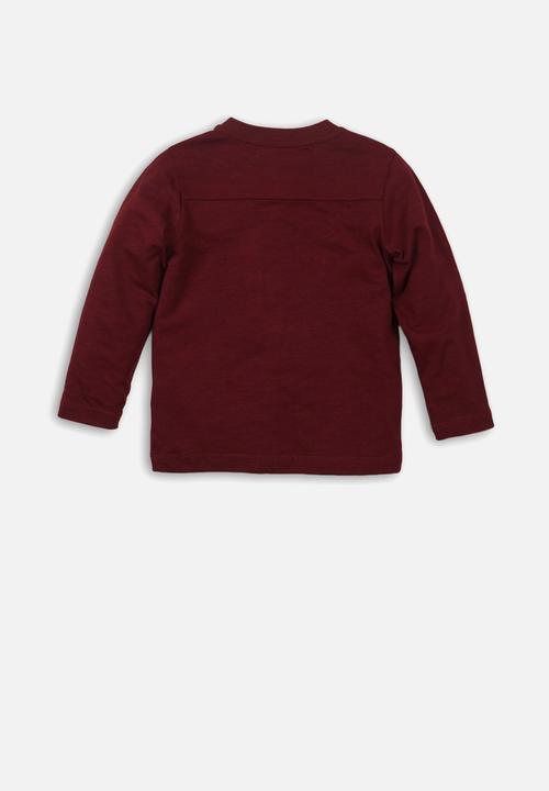 MINOTI - Slub Henley top - maroon