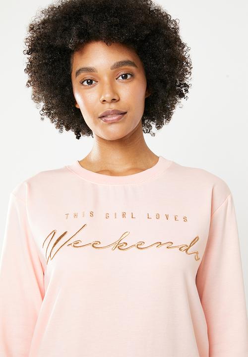 New Look - Pve slogan sweat - pink