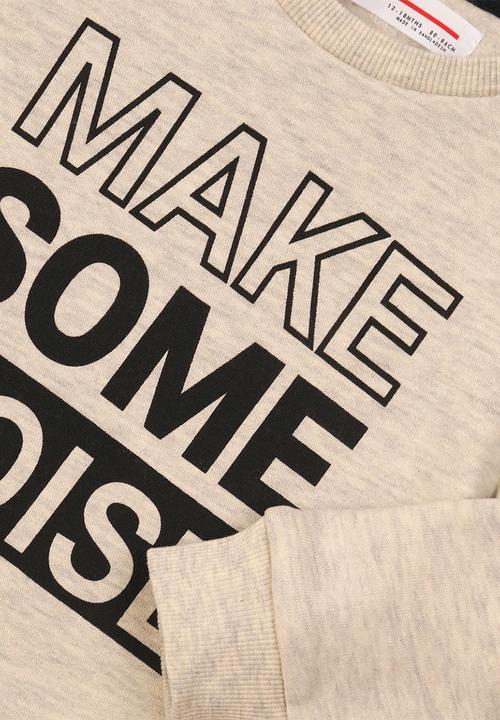 MINOTI - Make some noise plastic print sweatshirt - cream & grey