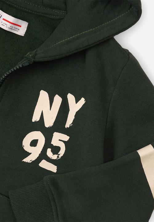 MINOTI - NY 95 print basic hoody - green 