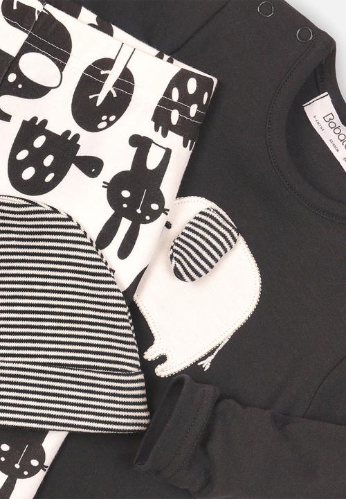 MINOTI - Monochrome animal 3 piece set - black & cream