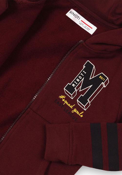MINOTI - Print basic hoodie - burgundy 