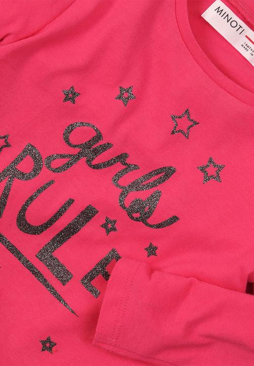 MINOTI - Girls rule long sleeve top - pink